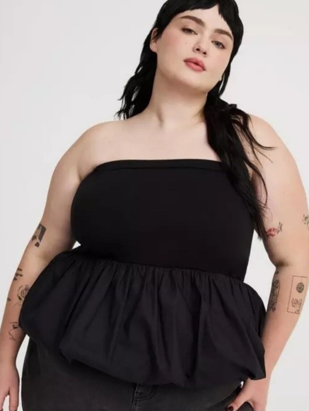 Torrid Bubble Hem Tube Top Black 2x
